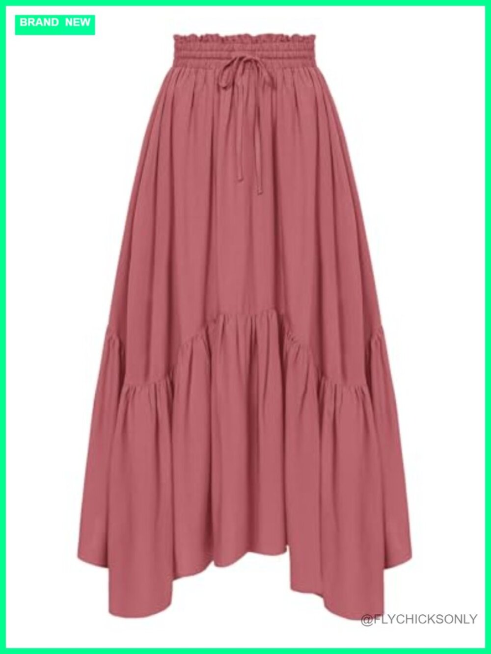 Flowy Boho Renaissance Maxi Skirt High Waist A-Line Ruffled Hem